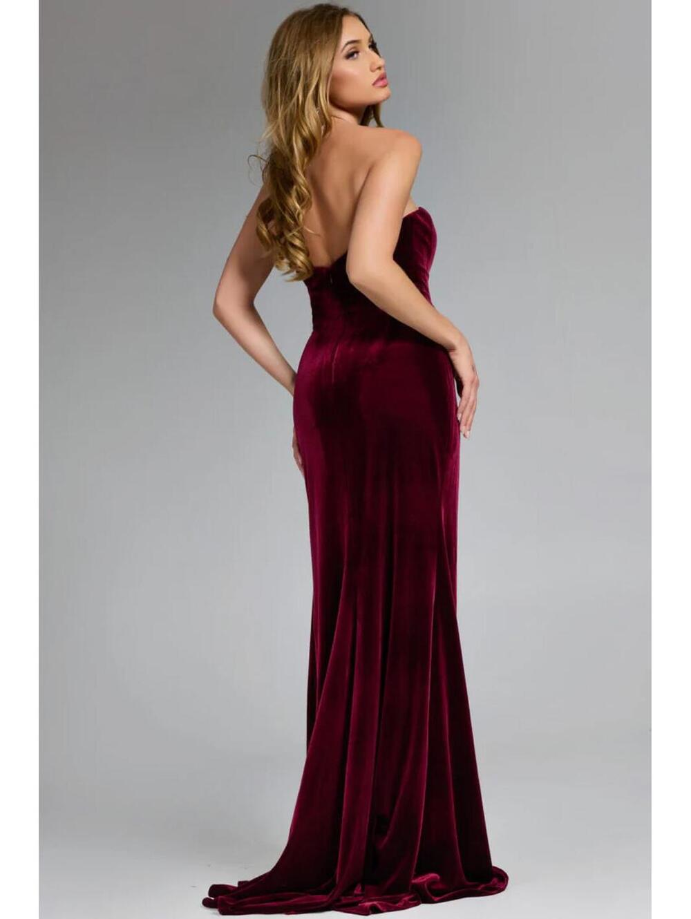 NWT Jovani 42665A Burgundy Strapless Gown Size 8 Formal Prom Dress w/ Straps - Picture 3 of 9